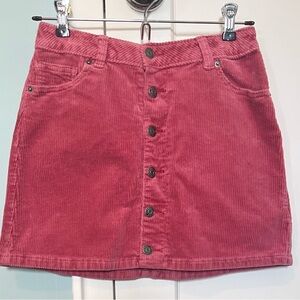 Kids Corduroy Button-Front Skirt in Pink